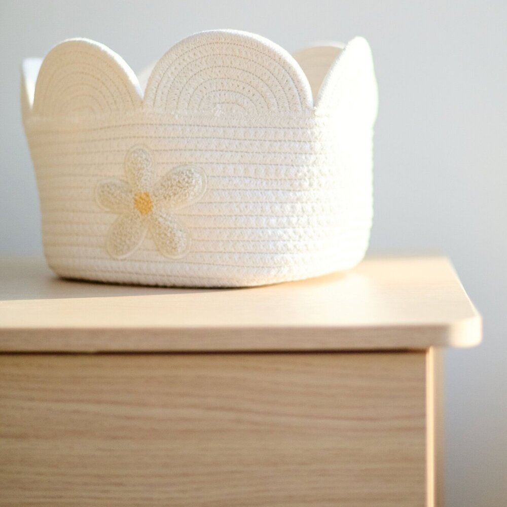 Opbergmand - 30x20x15 Cm Flower ecru