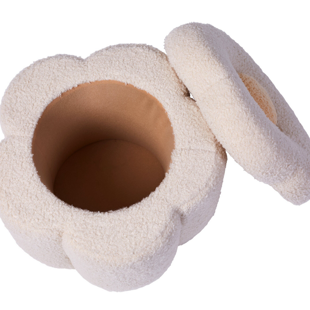 Flower Poef + toybox Off white