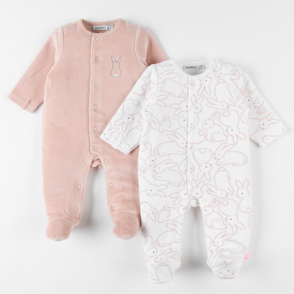 Set van 2 Pyjama's beige met Konijntjes Beige