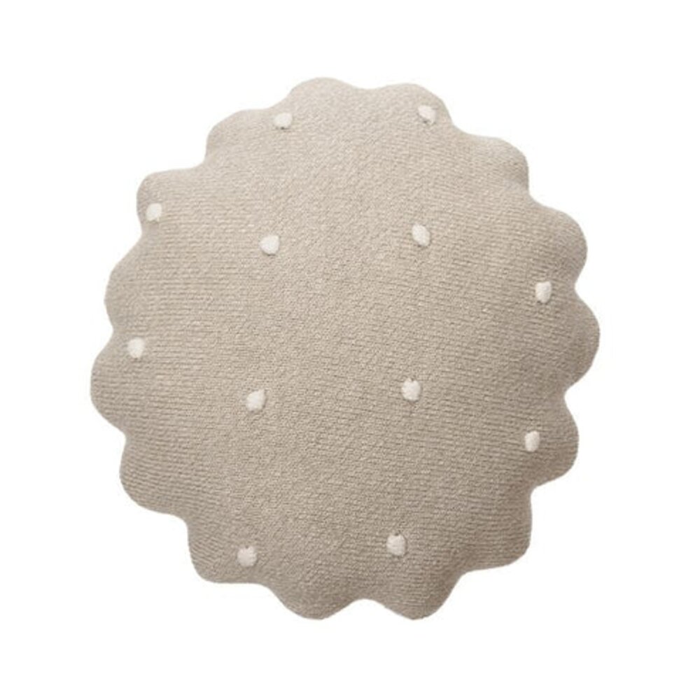 Gebreid kussen rond biscuit Duinwit