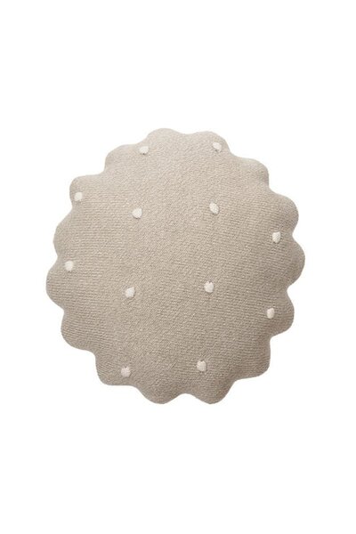 Gebreid kussen rond biscuit Duinwit