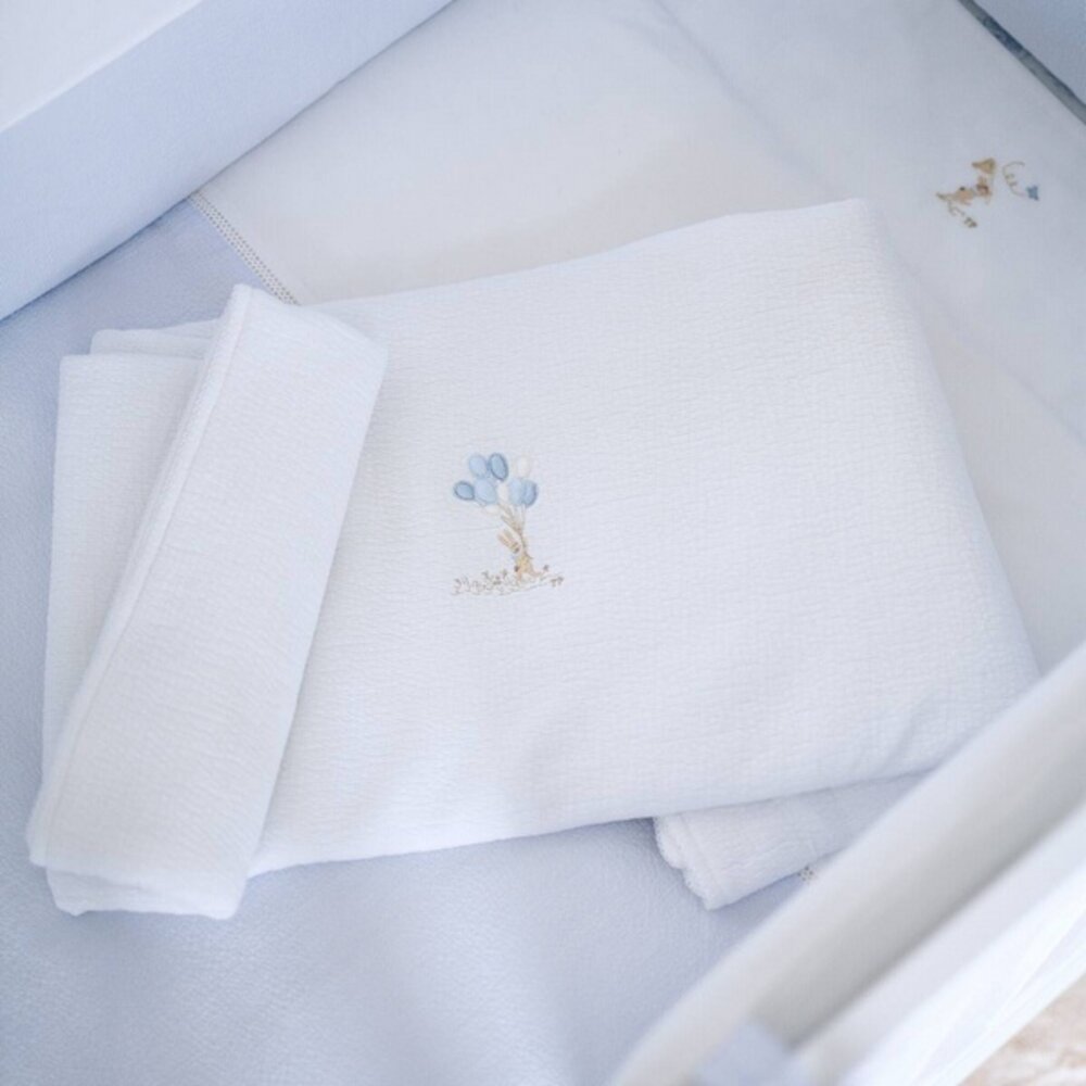 Doopdeken 100x135cm - Jersey Blue garden party