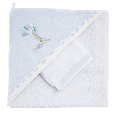 Kaphanddoek + washandje Blue garden party