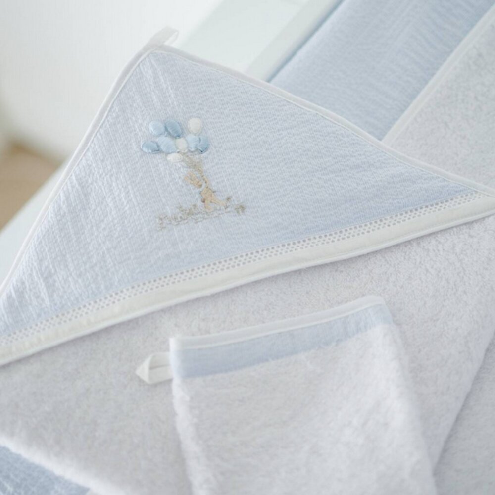 Kaphanddoek + washandje Blue garden party