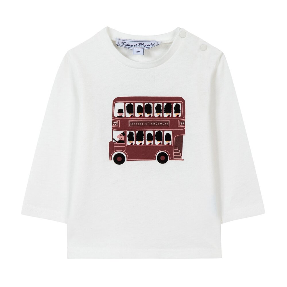 T-shirt wit met print bus Nacre