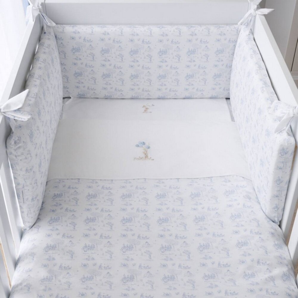 Gedrukt donsovertrek bed 100x135cm + sloop Blue garden party