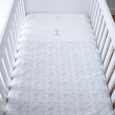 Gedrukt donsovertrek bed 100x135cm + sloop Blue garden party