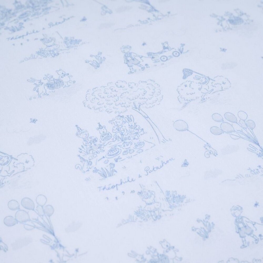 Bedbeschermer 70cm - Katoen (70x70x70cm) H:30cm ge Blue garden party