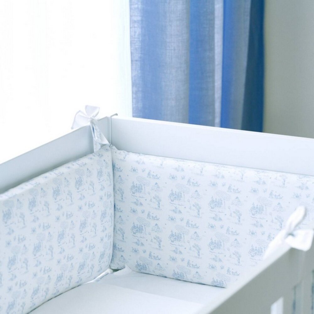 Bedbeschermer 70cm - Katoen (70x70x70cm) H:30cm ge Blue garden party