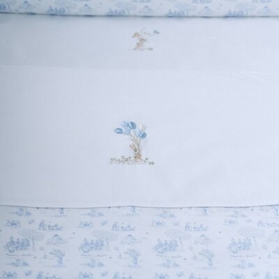 Gedrukt donsovertrek bed 100x135cm + sloop Blue garden party