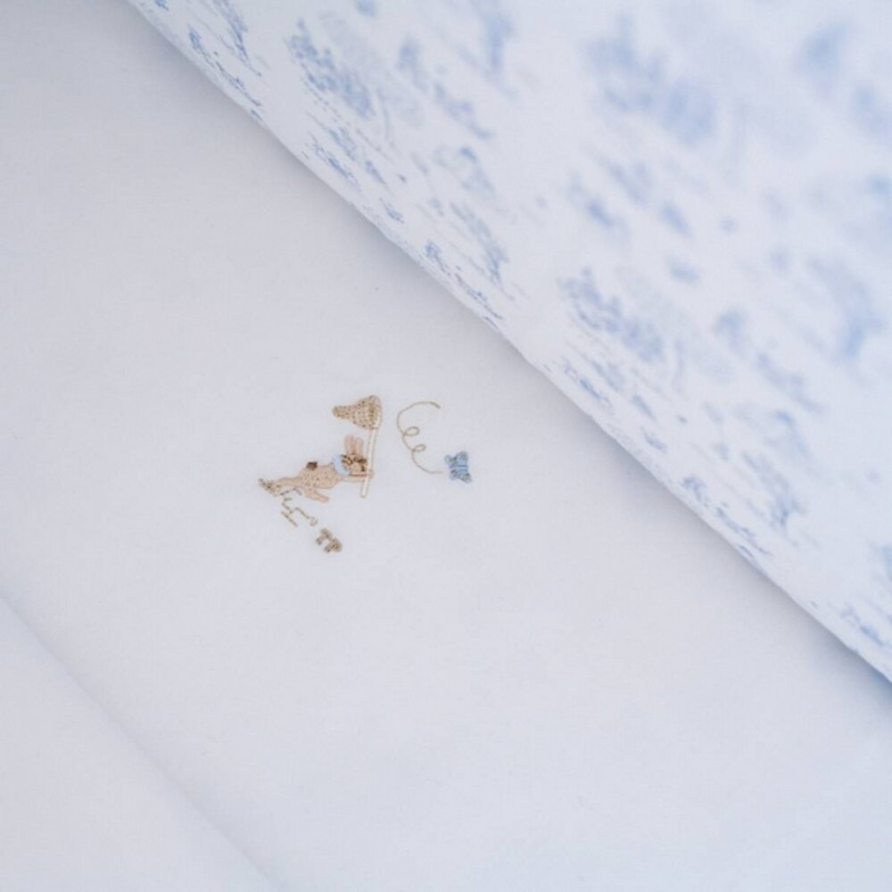 Gedrukt donsovertrek bed 100x135cm + sloop Blue garden party