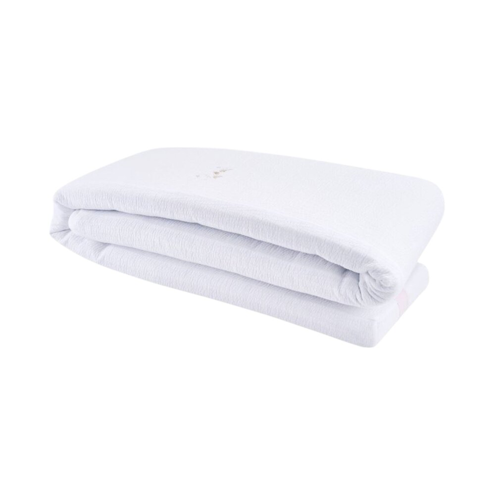 Bedbeschermer 210 cm - Gewafeld H: 23 cm Pink garden party