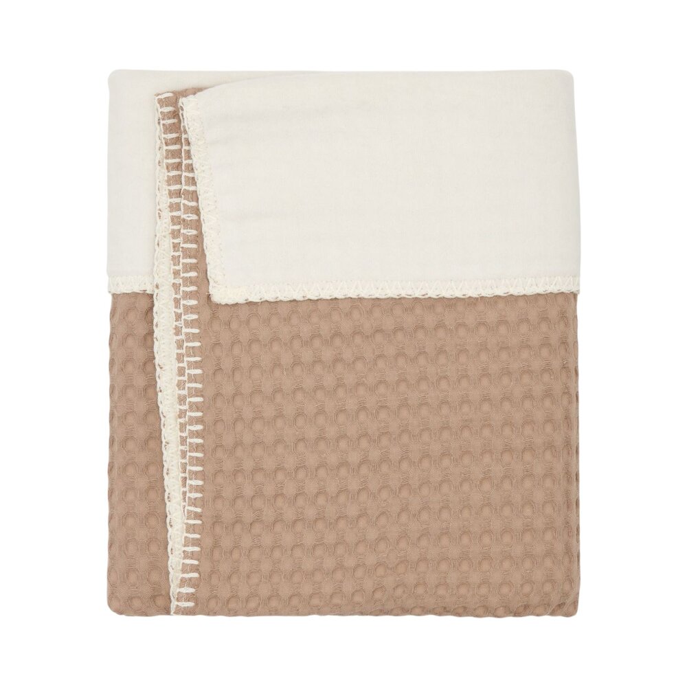 Wiegdeken cotton fleece wafel Amsterdam 100x75 cm caffe