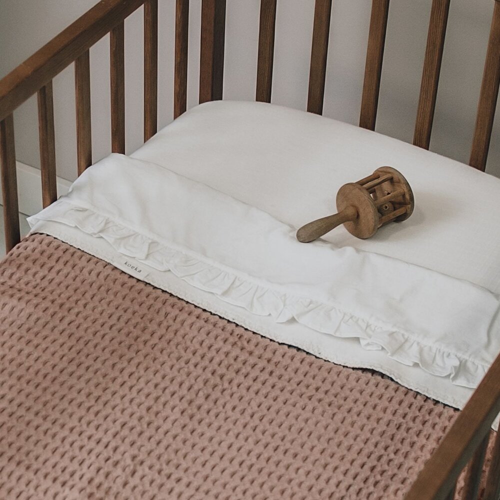 Wiegdeken cotton fleece wafel Amsterdam 100x75 cm caffe