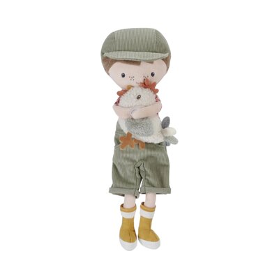 Knuffelpop Boer Jim met kip 35cm