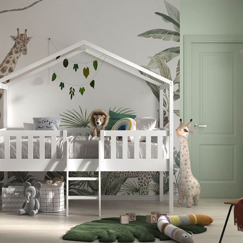 Dallas huisbed met ladder 90x200 cm Wit