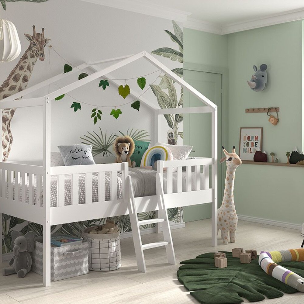 Dallas huisbed met ladder 90x200 cm Wit