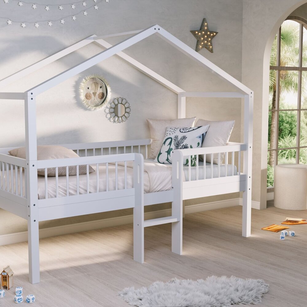 Forrest huisbed met ladder 90 X 200 CM beuk Wit