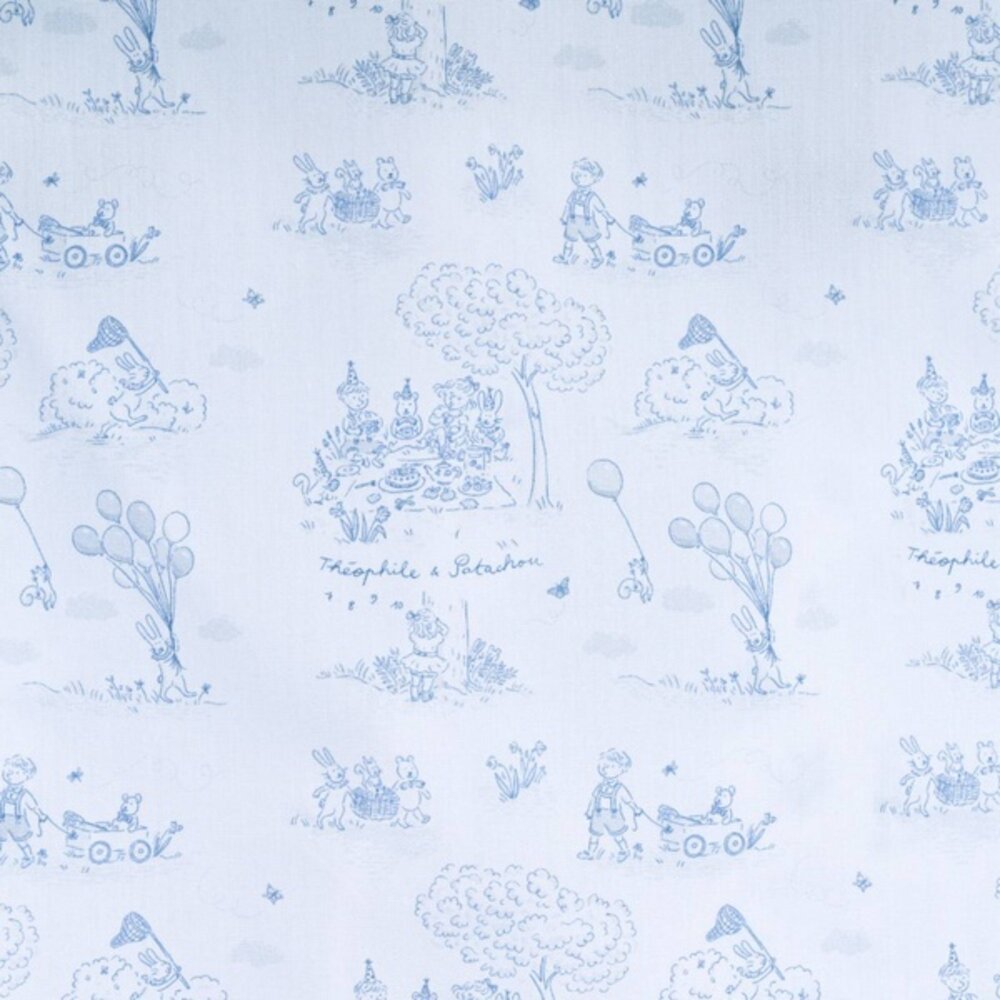 Stof - geprint 100% katoen Blue garden party