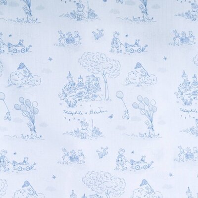 Stof - geprint 100% katoen Blue garden party