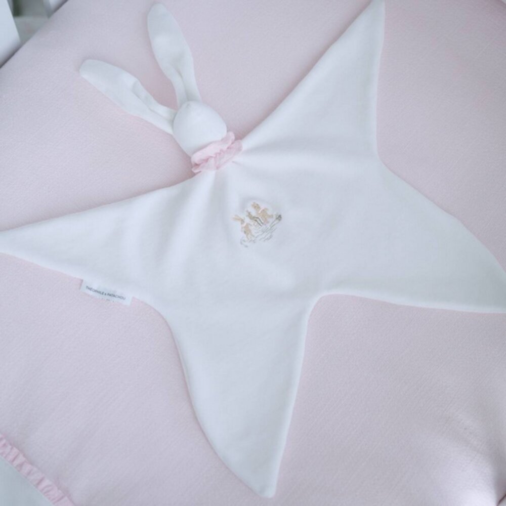 Geborduurd knuffeldoekje - fluweel Pink garden party