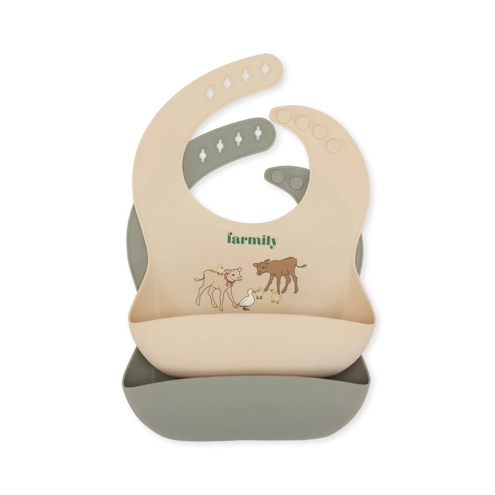 Set van 2 siliconen slabbetjes Farm Set van 2 siliconen slabbetjes Farm