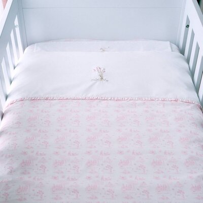 Gedrukt donsovertrek bed 100x135cm + sloop Pink garden party