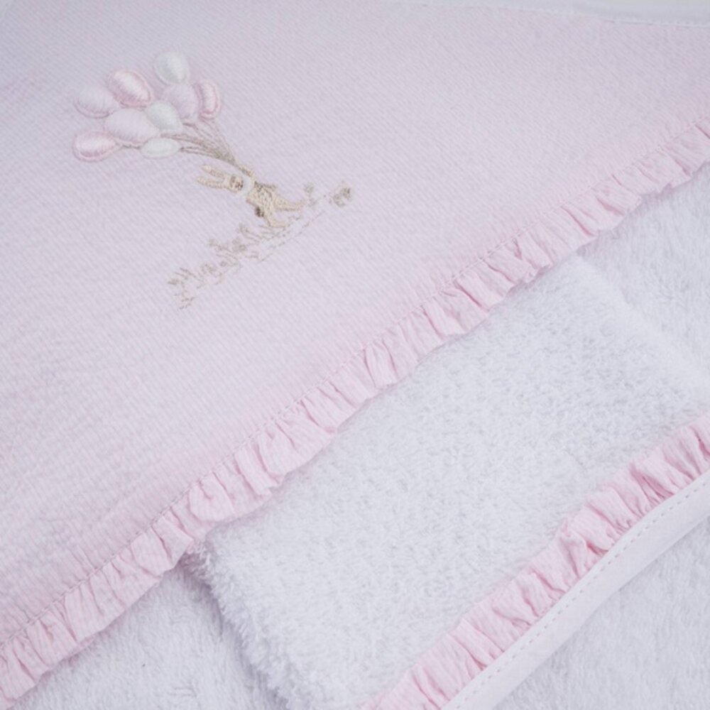Kaphanddoek + washandje Pink garden party