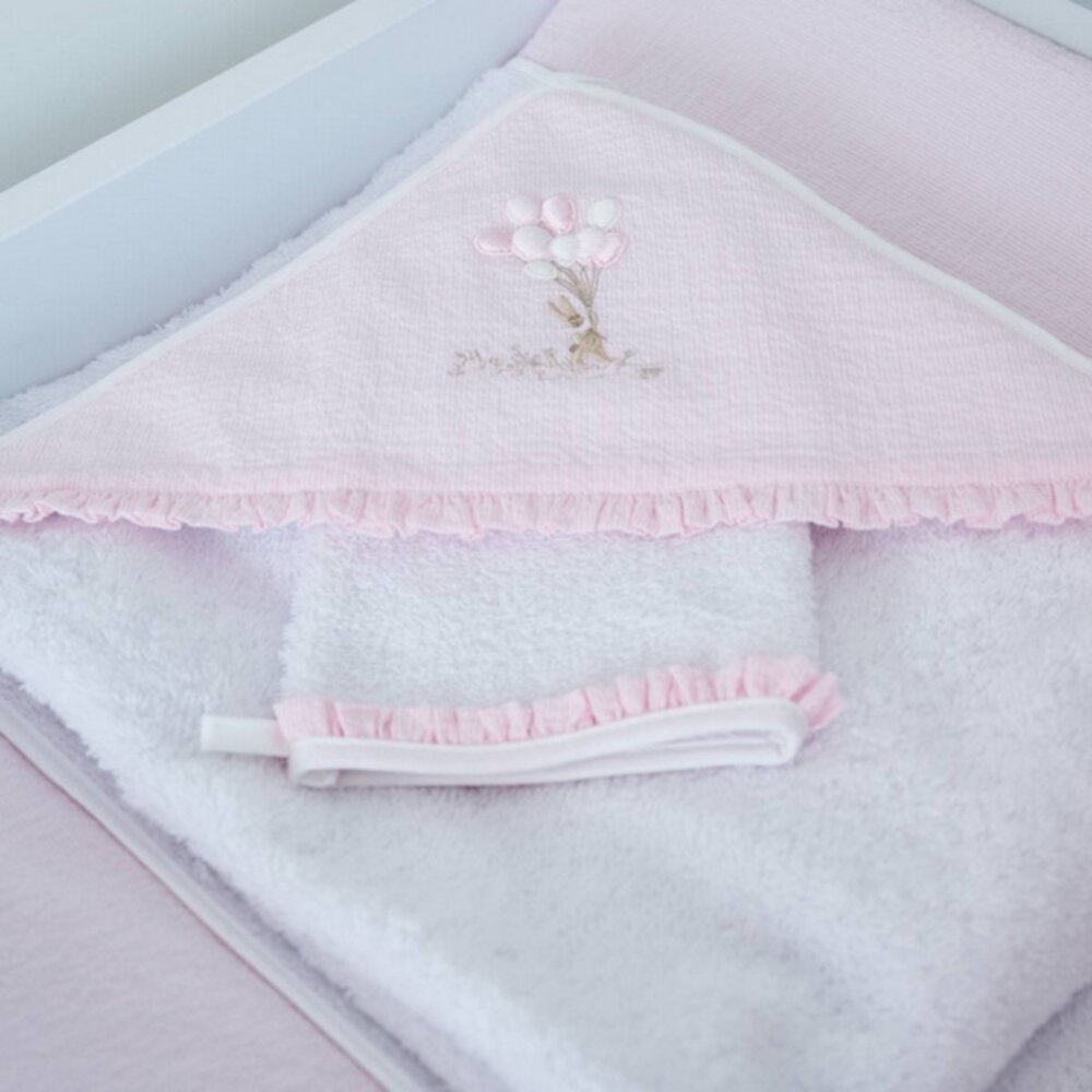 Kaphanddoek + washandje Pink garden party