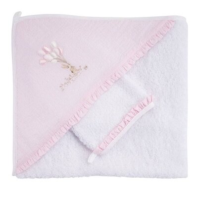 Kaphanddoek + washandje Pink garden party