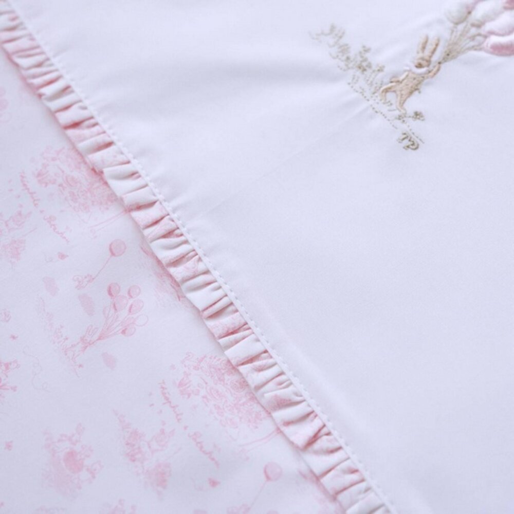 Gedrukt donsovertrek bed 100x135cm + sloop Pink garden party