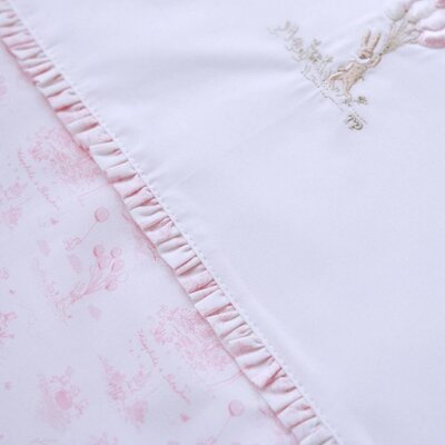 Gedrukt donsovertrek bed 100x135cm + sloop Pink garden party