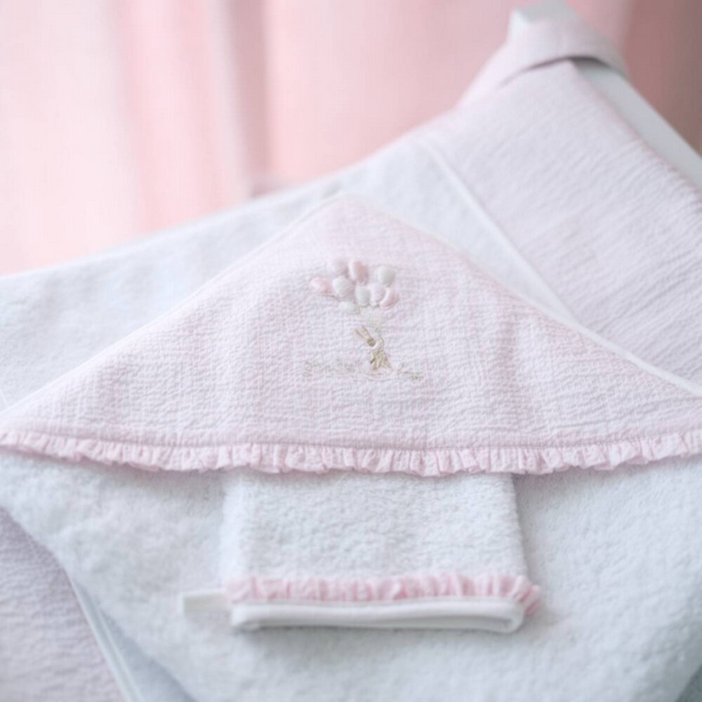 Kaphanddoek + washandje Pink garden party