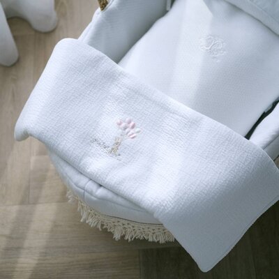 Doopdeken 65x80cm - Jersey Pink garden party