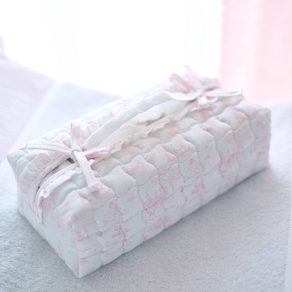 Gedrukt hoes voor kleenex-doos - Gewatteerd Pink garden party