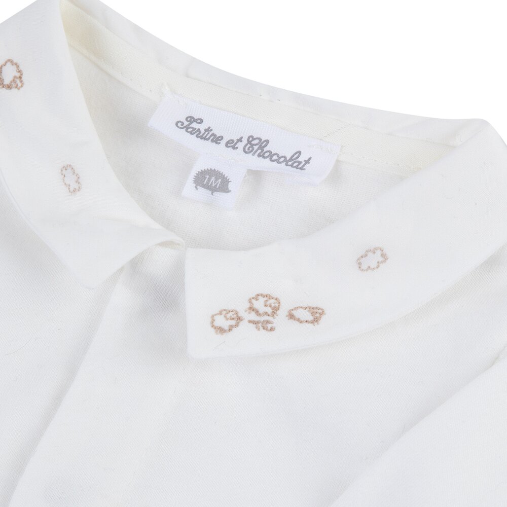 Body wit met schaapjes beige nacre