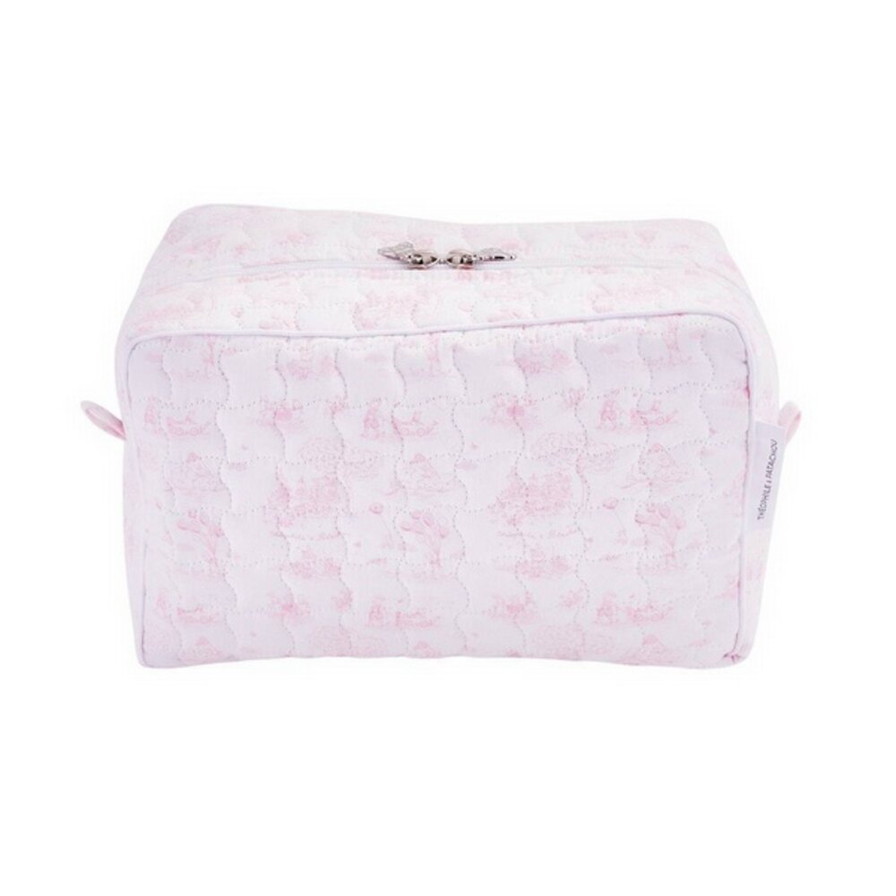Rechthoekig toilettas - Gewatteerd gedrukt Pink garden party