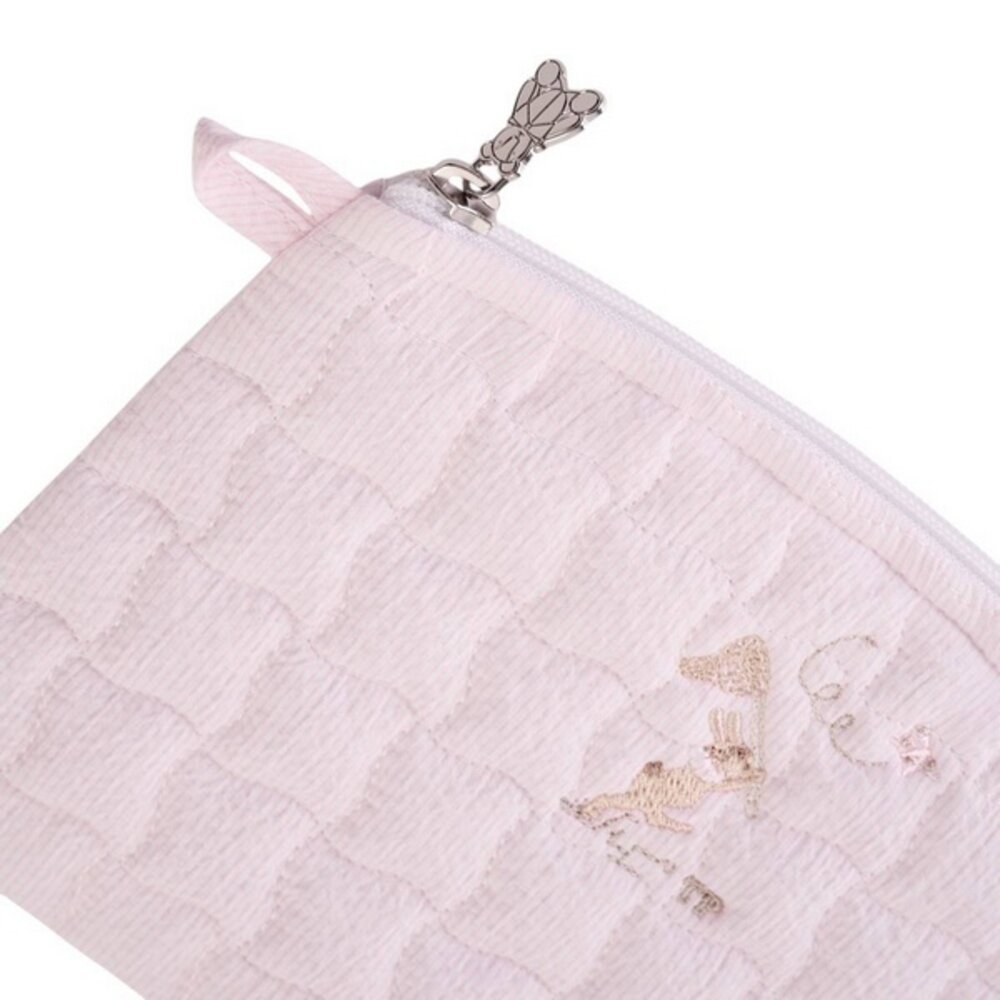 Platte tas - Gewatteerd Geborduurd Pink garden party
