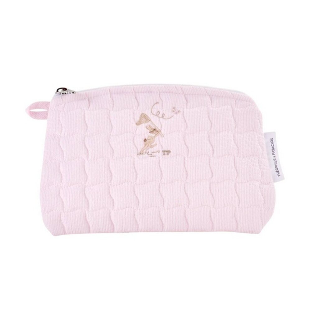 Platte tas - Gewatteerd Geborduurd Pink garden party