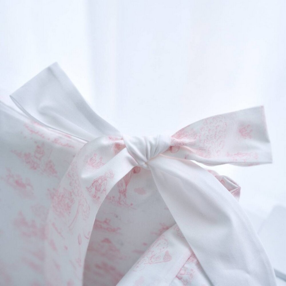 Bedbeschermer 70cm - Katoen (70x70x70cm) H:30cm ge Pink garden party