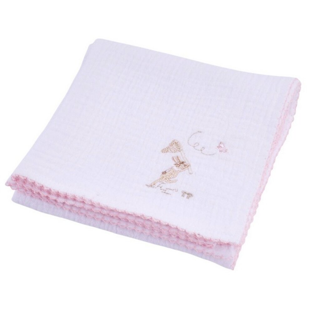 3 geborduurde tetra doek PP 60x60 + doos Pink garden party