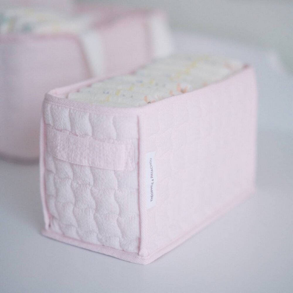 Verzorgingsmand voor luiers - Gewatteerd Pink garden party