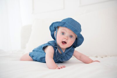 Zomerhoedje meisje/jongen jeans Blauw