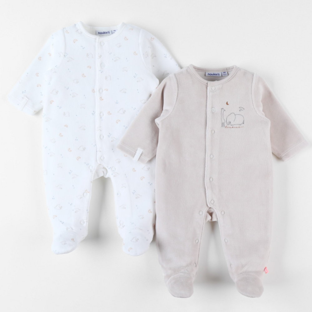 Set 2 pyjama's met diertjes Beige