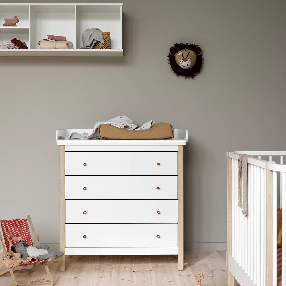 Wood Commode 4 laden White/Oak Wood Commode 4 laden White/Oak