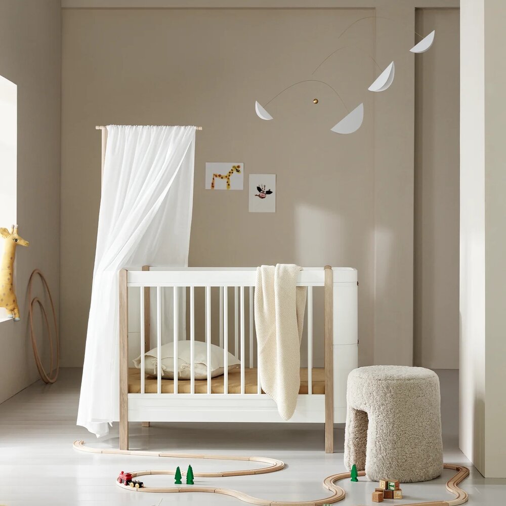 Wood Mini+ Babybed incl. junior kit White/Oak