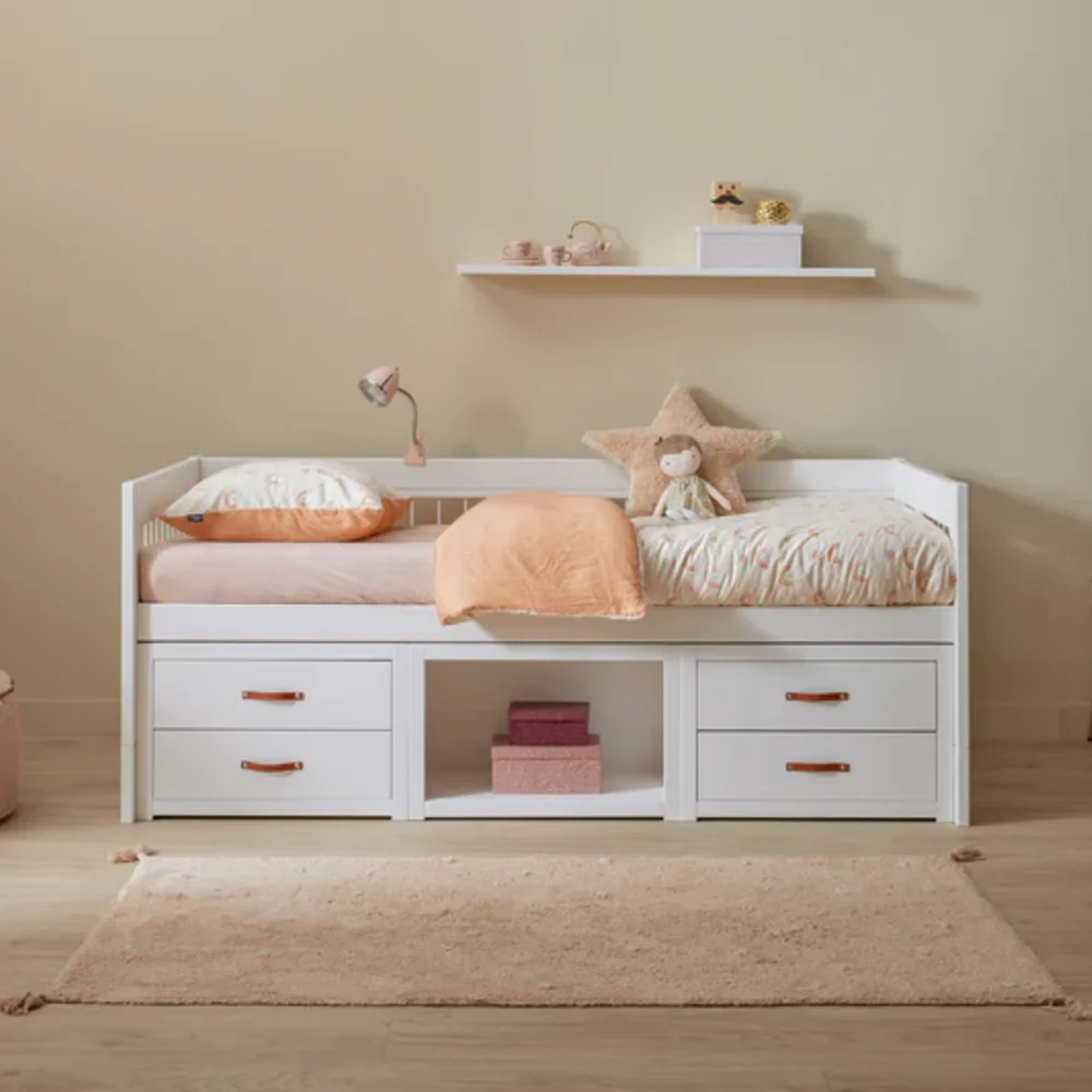 Kajuitbed met boekenkast breeze/ luxe /- grepen Wit