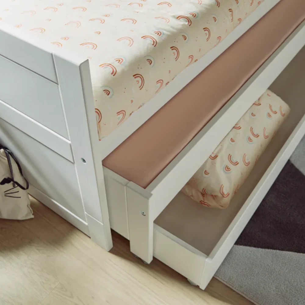 Kajuitbed met logeerbed en bedlade / luxe lattenb. Wit