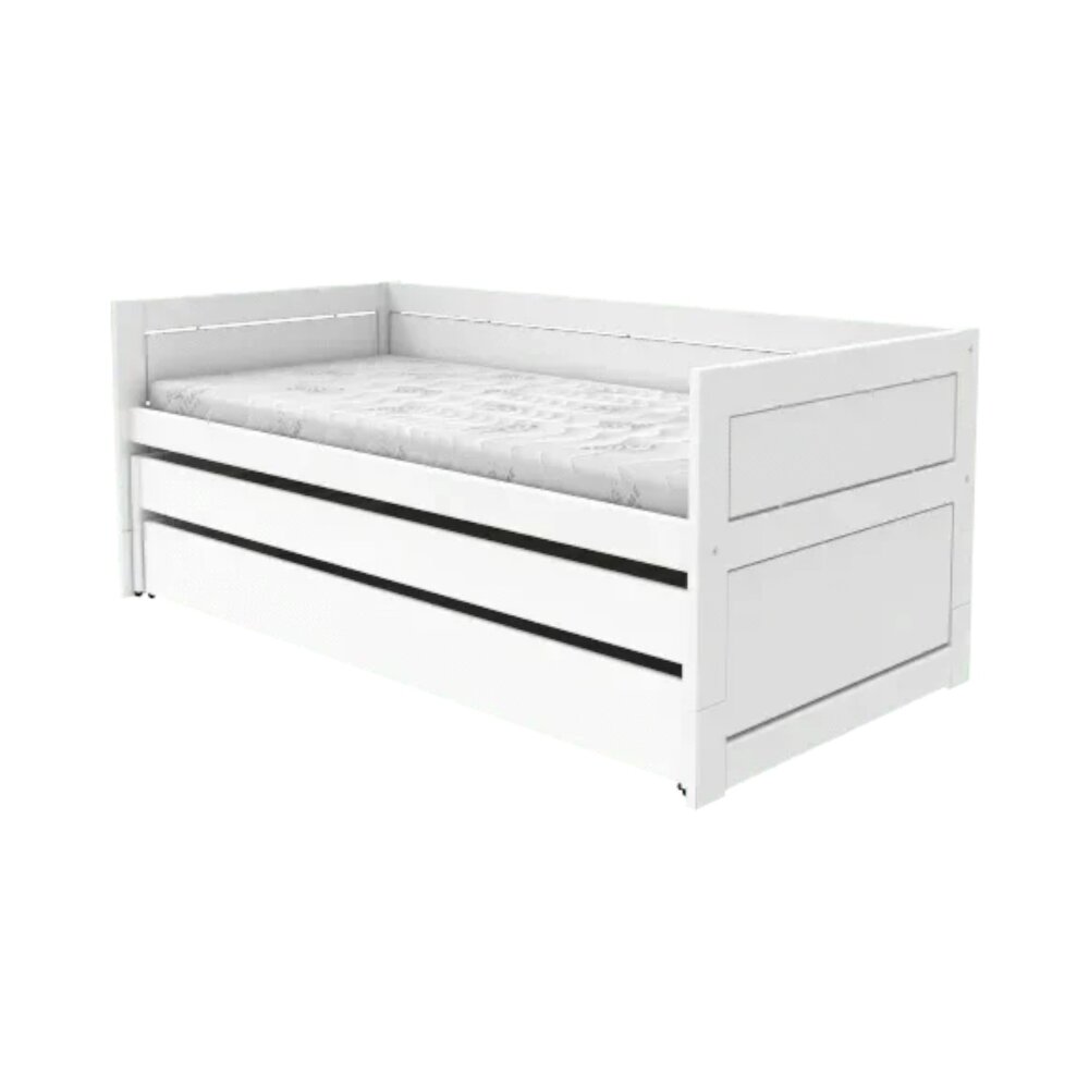 Kajuitbed met logeerbed en bedlade / luxe lattenb. Wit