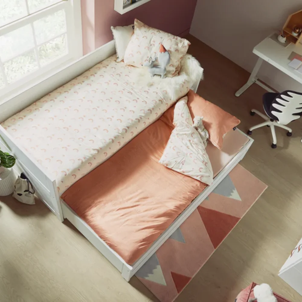 Kajuitbed met logeerbed en bedlade / luxe lattenb. Wit